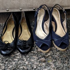 Black Flat shoes and navy espadrilles